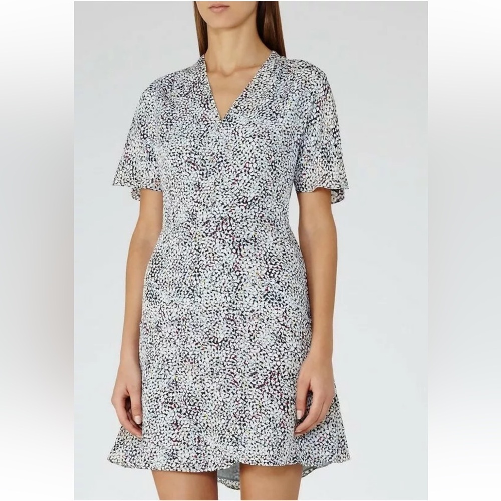 Spring Summer Dress REISS Prose print silk dress size 6US mosaic print 100%silk